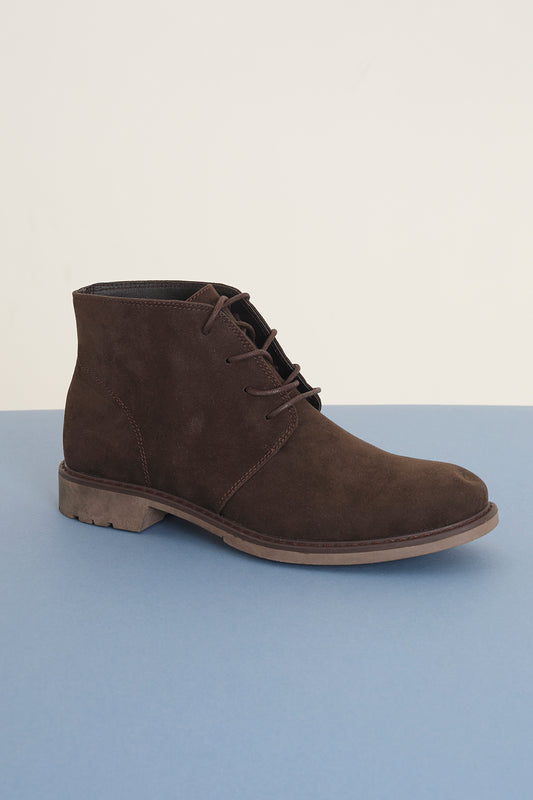 Brave Soul Dark Brown Faux Suede Lace Up Desert Boot - Dark Brown Image 1