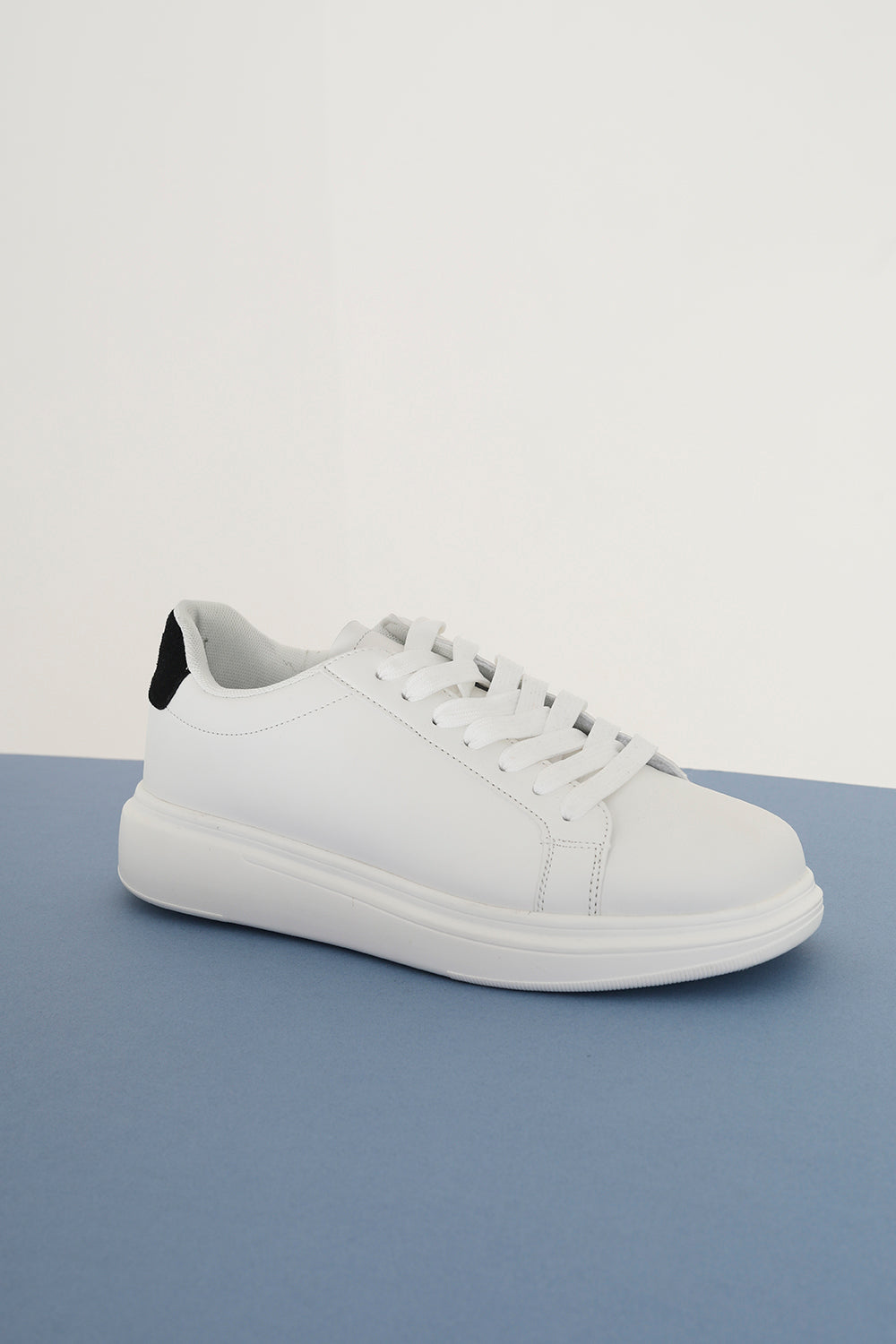 Brave Soul White Faux Leather Chunky Sole Lace Up Trainer - White Image 1