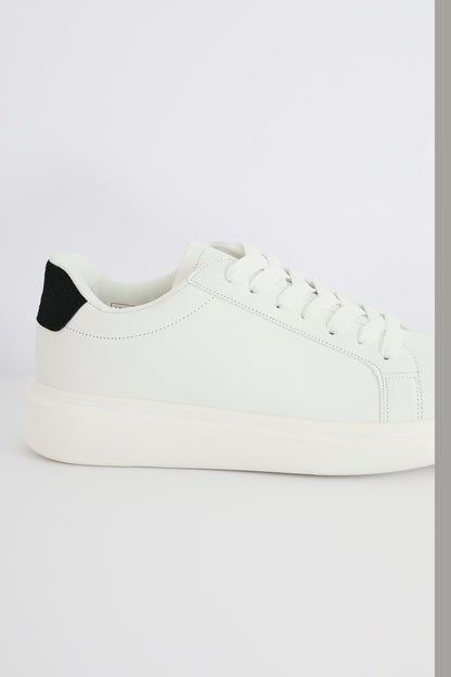 Brave Soul White Faux Leather Chunky Sole Lace Up Trainer - White Image 3