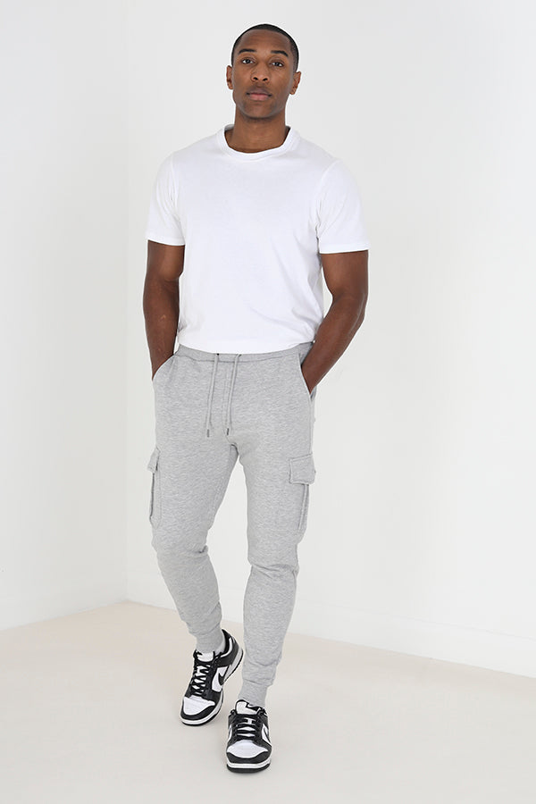 Brave Soul Light Grey Slim Fit Cargo Pocket Joggers - Light Grey Image 3
