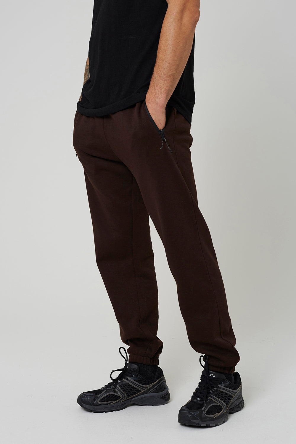 Brave Soul Chocolate Cuffed Loose Fit Joggers - Chocolate Image 1