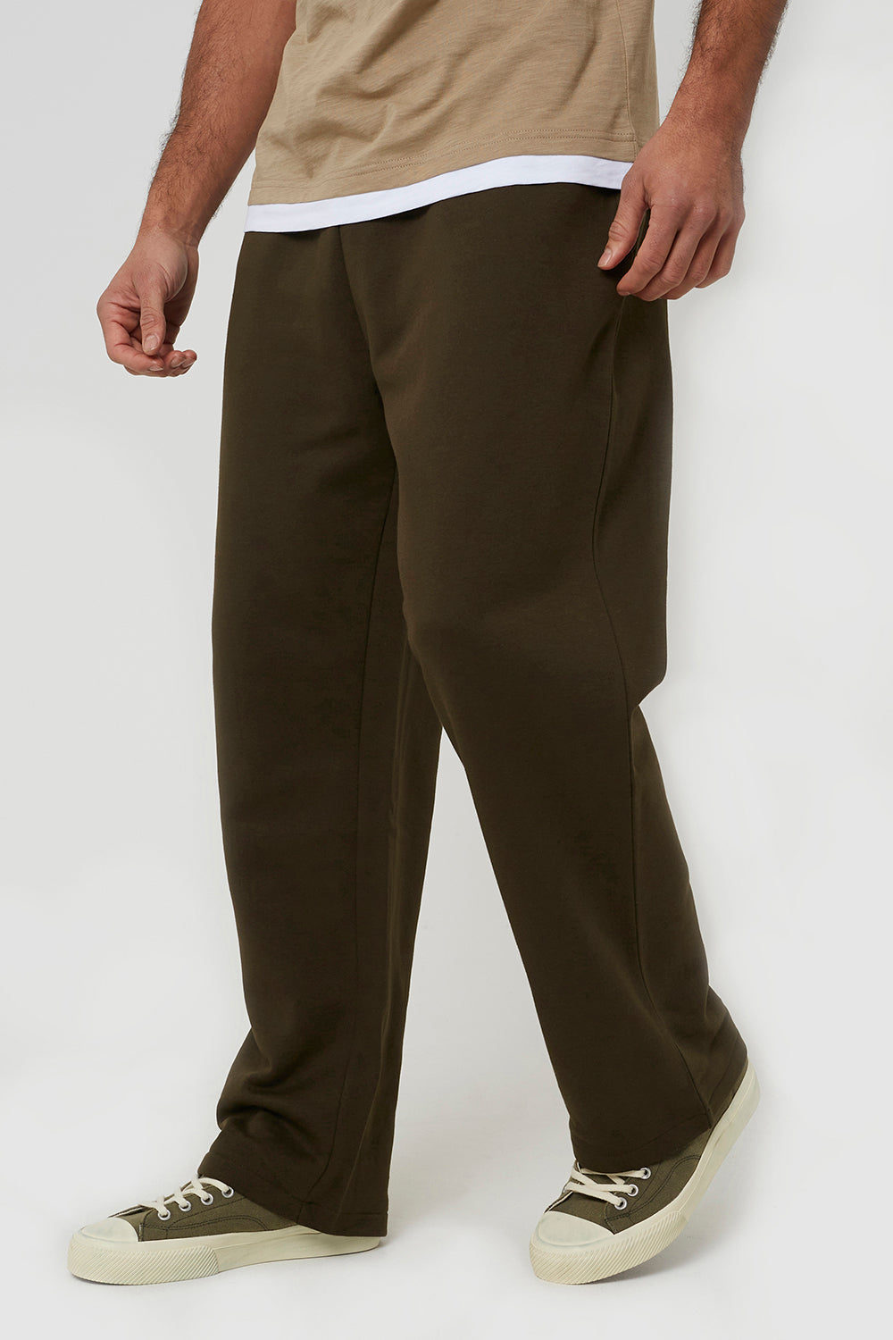 Brave Soul Khaki Wide Leg Joggers - Khaki Image 1