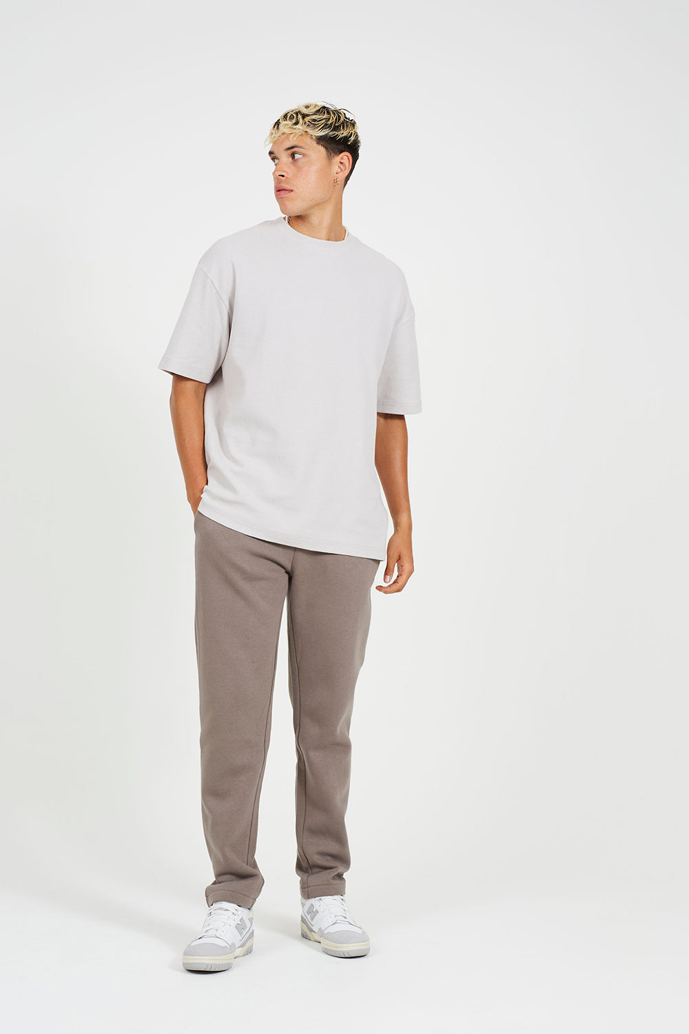 Brave Soul Taupe Straight Leg Open Hem Joggers - Taupe Image 3