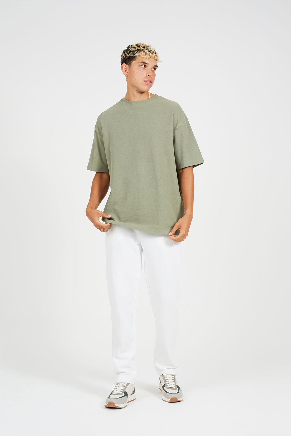 Brave Soul Cream Straight Leg Open Hem Joggers - Cream Image 3