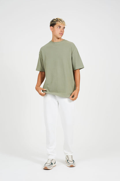 Brave Soul Cream Straight Leg Open Hem Joggers - Cream Image 3