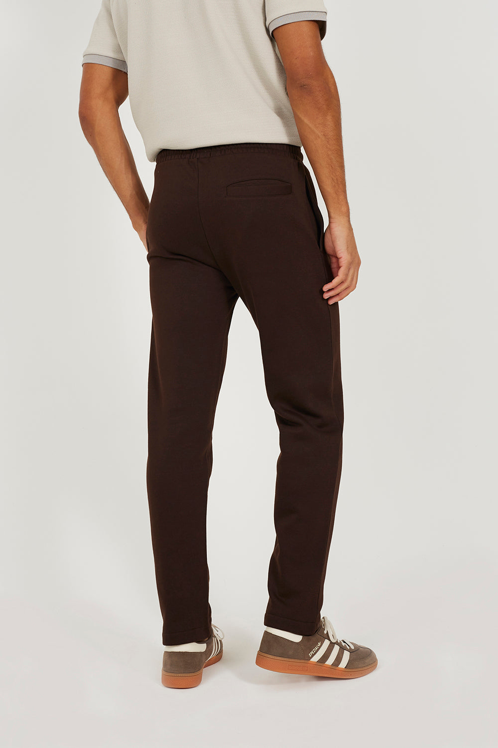 Brave Soul Chocolate Straight Leg Open Hem Joggers - Chocolate Image 2