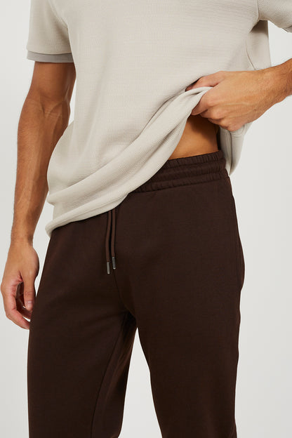 Brave Soul Chocolate Straight Leg Open Hem Joggers - Chocolate Image 4