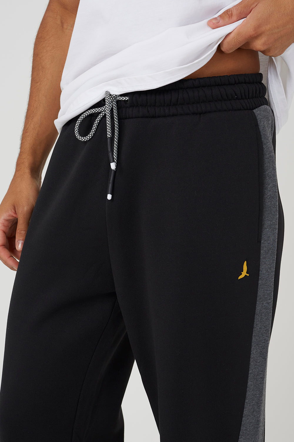 Brave Soul Black Contrast Side Panel Wide Leg Joggers - Black Image 4