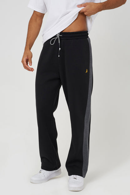 Brave Soul Black Contrast Side Panel Wide Leg Joggers - Black Image 1