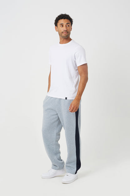 Brave Soul Light Grey Contrast Side Panel Wide Leg Joggers - Light Grey Image 3