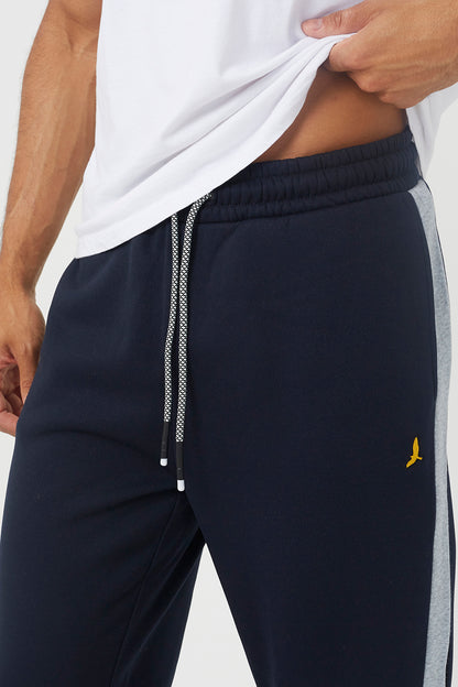 Brave Soul Navy Contrast Side Panel Wide Leg Joggers - Navy Image 4