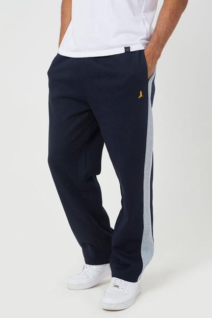 Brave Soul Navy Contrast Side Panel Wide Leg Joggers - Navy Image 1