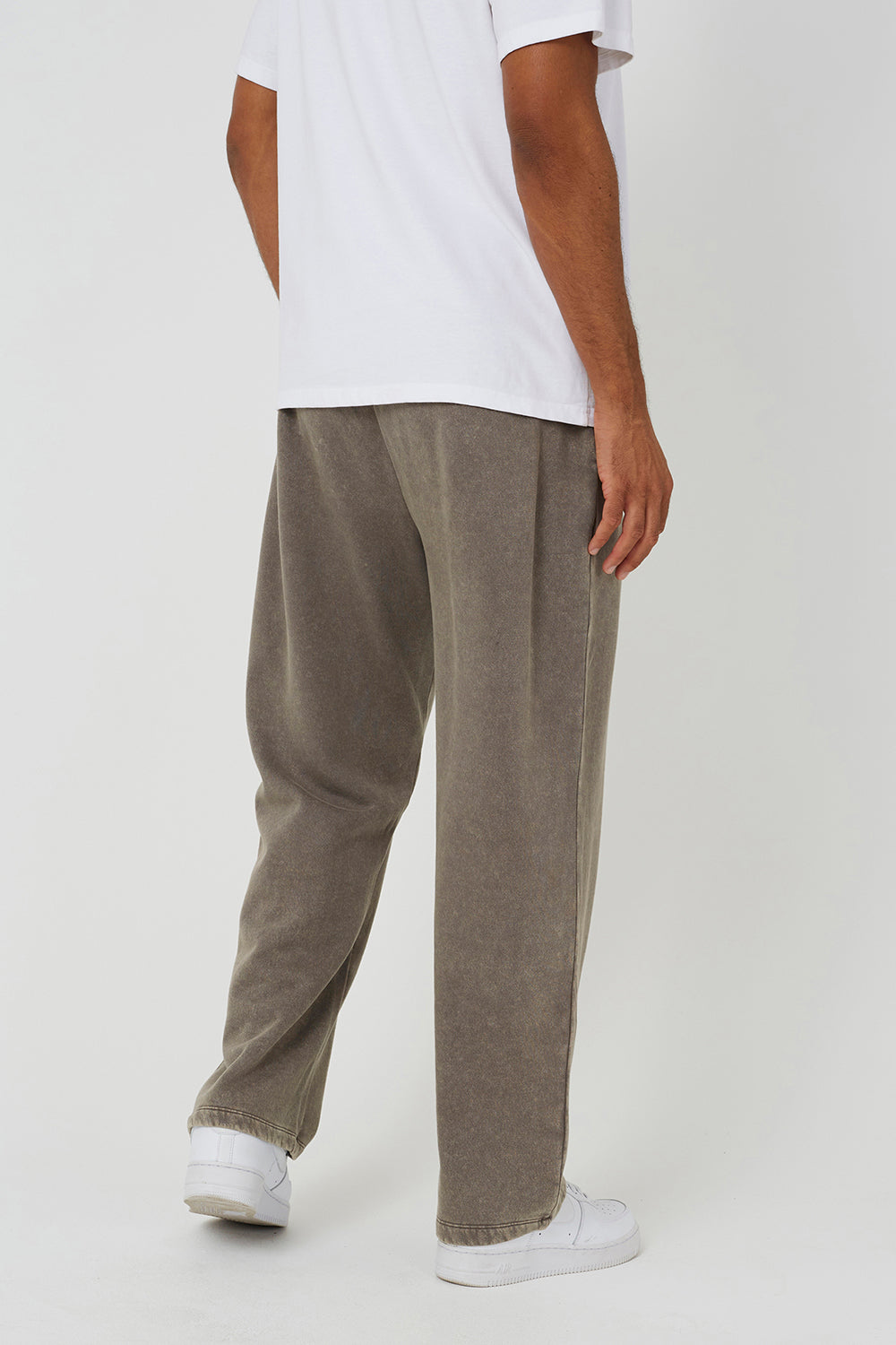 Brave Soul Taupe Acid Wash Wide Leg Joggers - Taupe Image 2