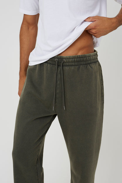 Brave Soul Khaki Acid Wash Wide Leg Joggers - Khaki Image 4