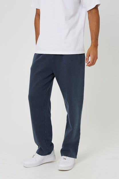 Brave Soul Navy Acid Wash Wide Leg Joggers - Navy Image 1