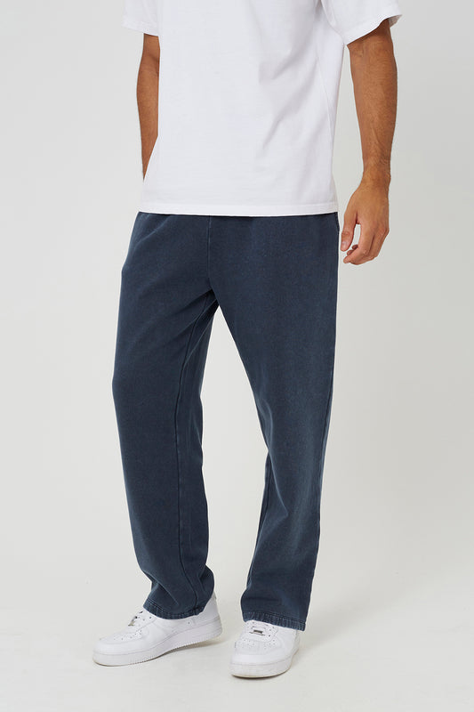 Brave Soul Navy Acid Wash Wide Leg Joggers - Navy Image 1