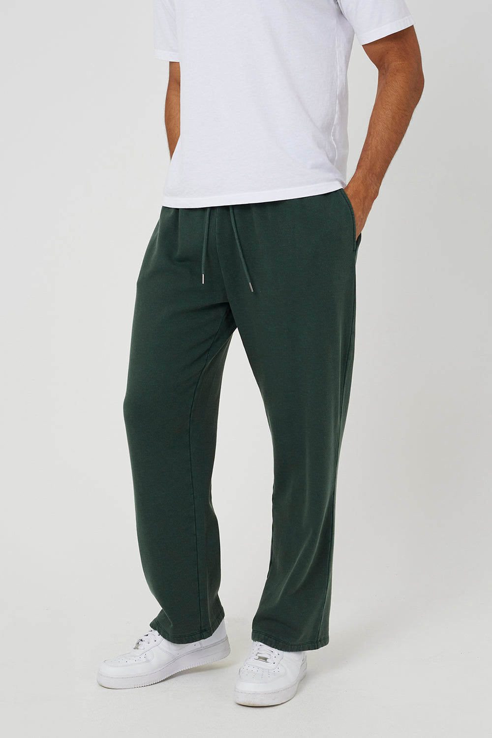 Brave Soul Green Acid Wash Wide Leg Joggers - Green Image 1