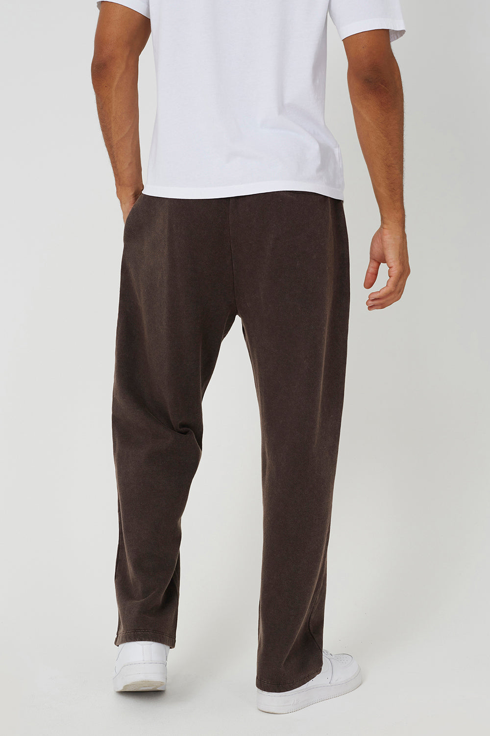 Brave Soul Chocolate Acid Wash Wide Leg Joggers - Chocolate Image 2