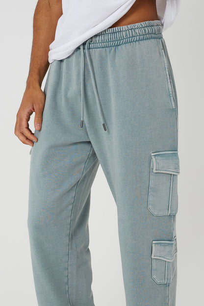 Brave Soul Light Grey Acid Wash Wide Leg Cargo Joggers - Light Grey Image 4
