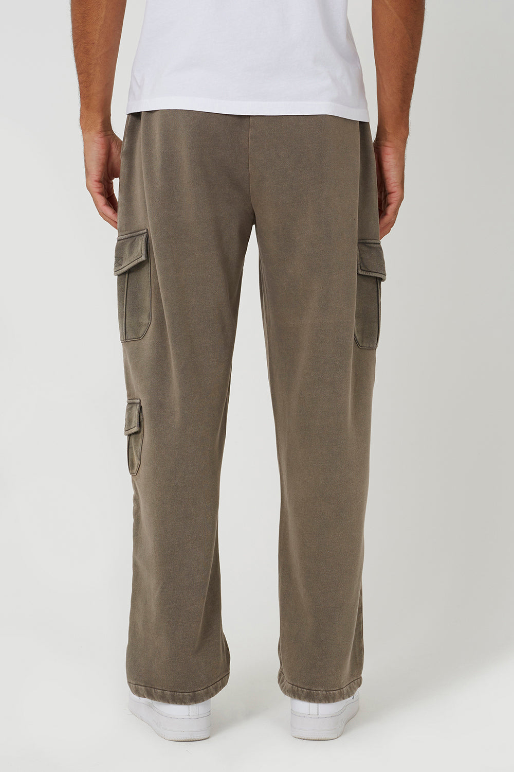 Brave Soul Taupe Acid Wash Wide Leg Cargo Joggers - Taupe Image 2