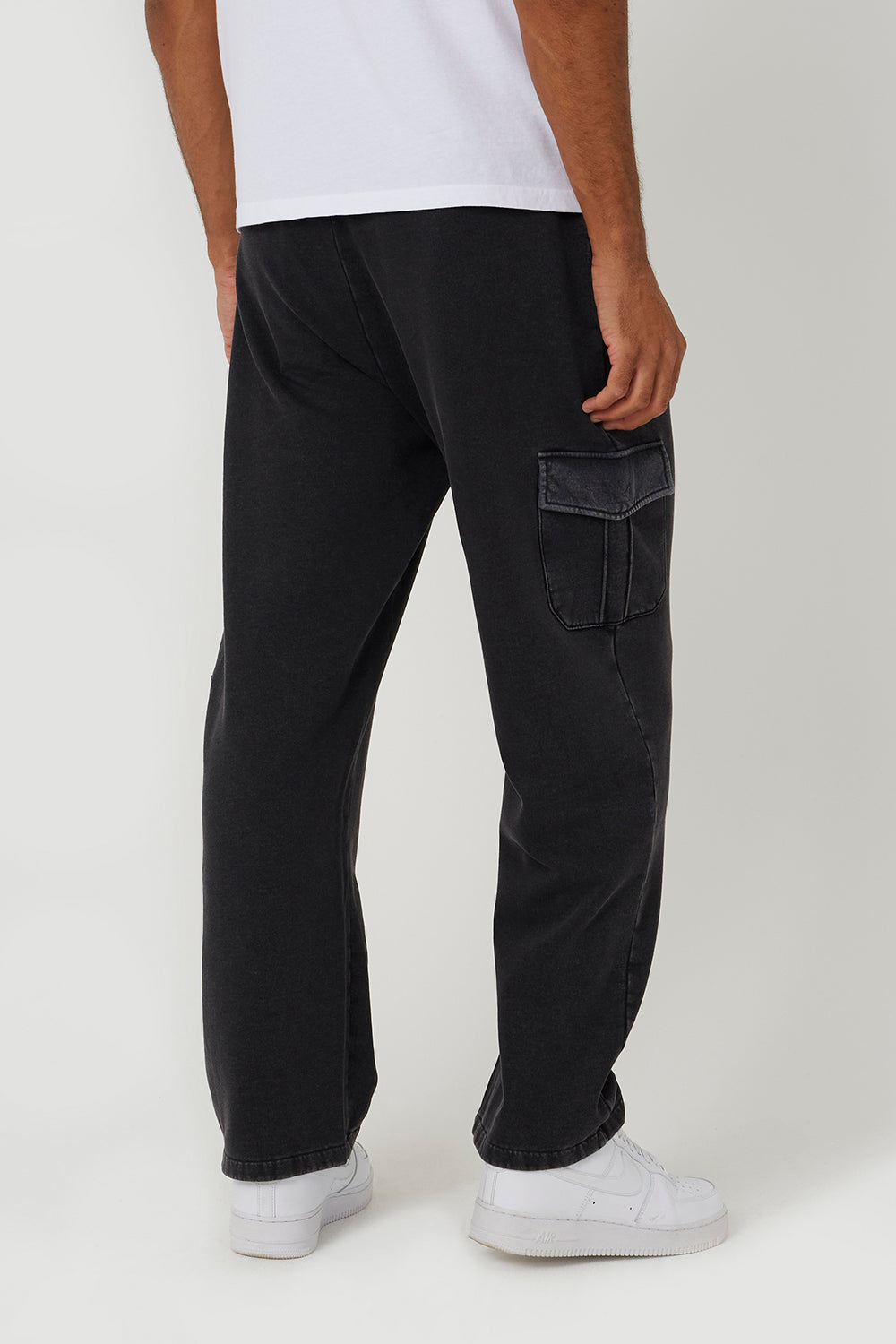 Brave Soul Charcoal Acid Wash Wide Leg Cargo Joggers - Charcoal Image 2