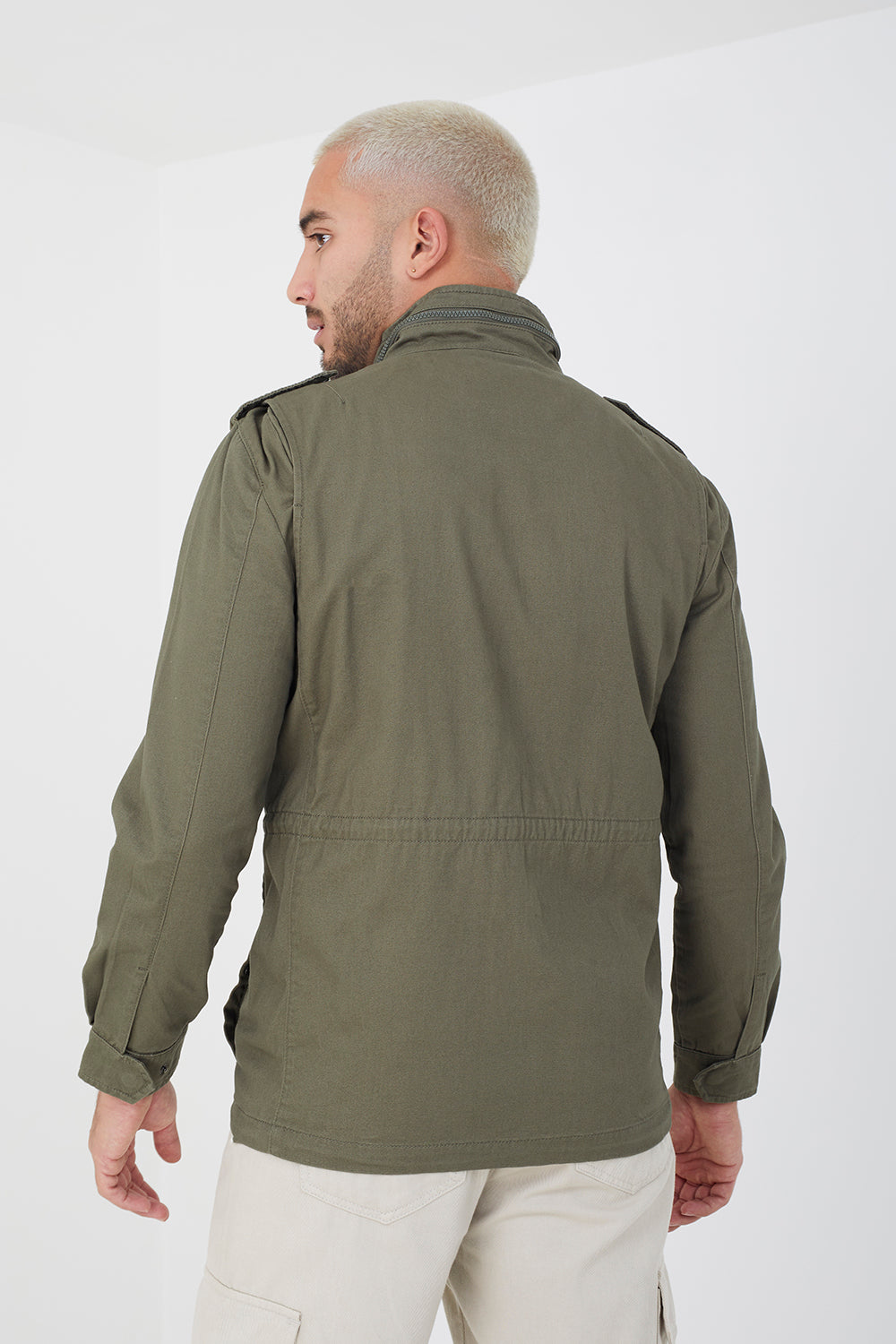 Brave Soul Khaki Cotton Twill Funnel Neck Jacket - Khaki Image 2