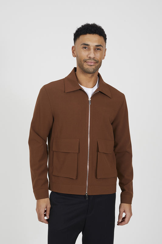 Brave Soul Tan Patch Pocket Harrington Jacket - Tan Image 1