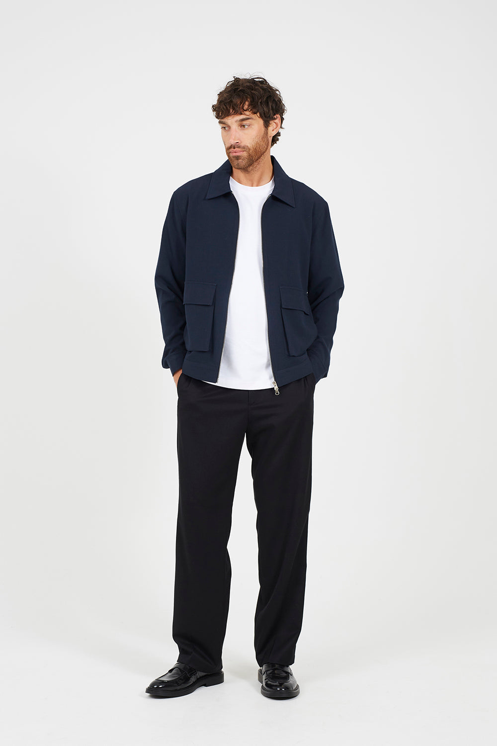 Brave Soul Navy Patch Pocket Harrington Jacket - Navy Image 3
