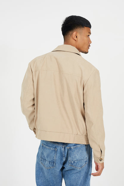 Brave Soul Stone Lightweight Harrington Jacket - Stone Image 2