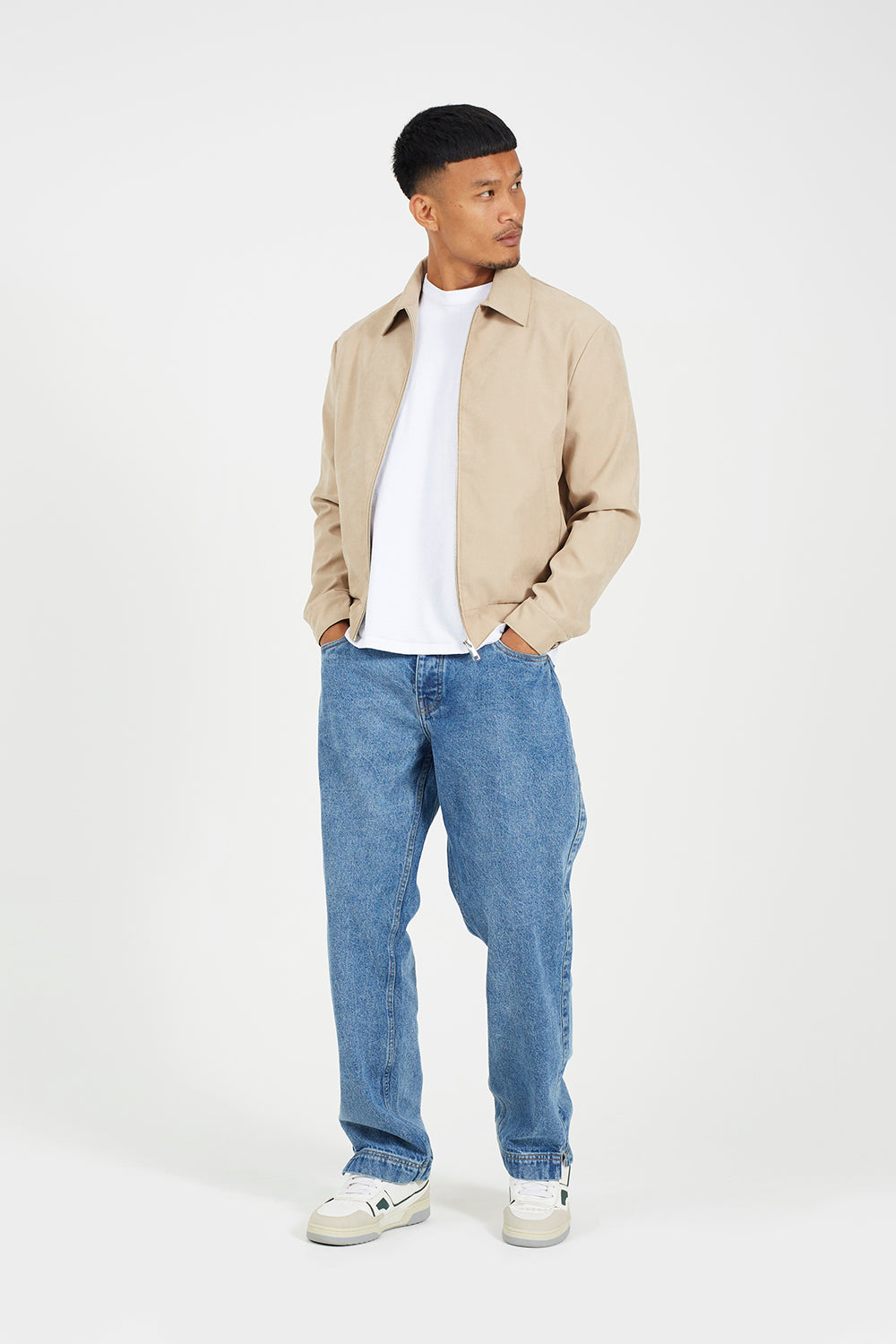 Brave Soul Stone Lightweight Harrington Jacket - Stone Image 3