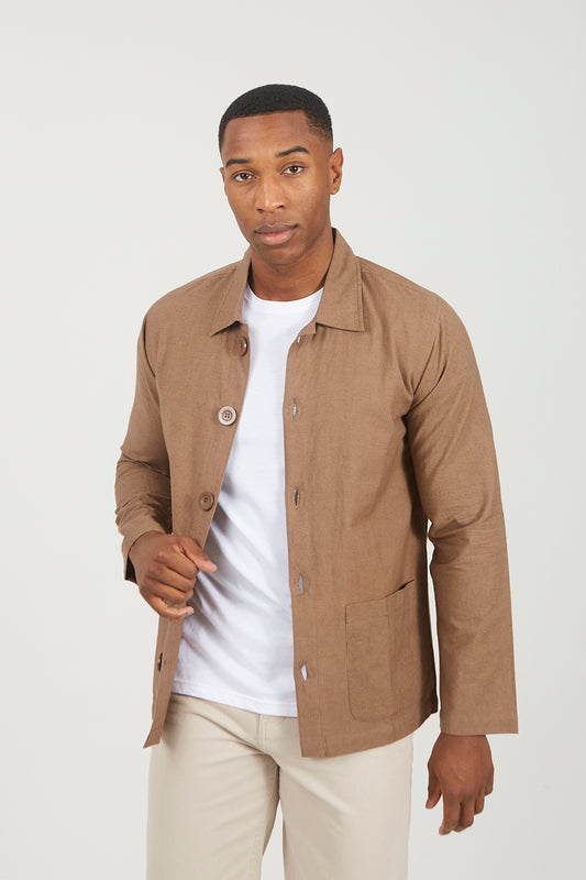 Brave Soul Brown Lightweight Button Through Jacket - Brown Image 1