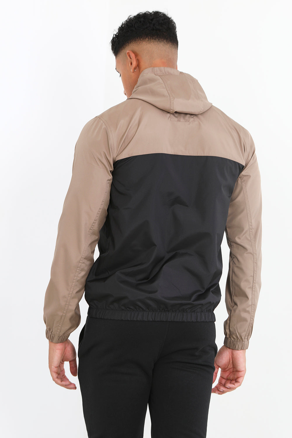 Brave Soul Stone Lightweight Colourblock Windrunner Jacket - Stone Image 2