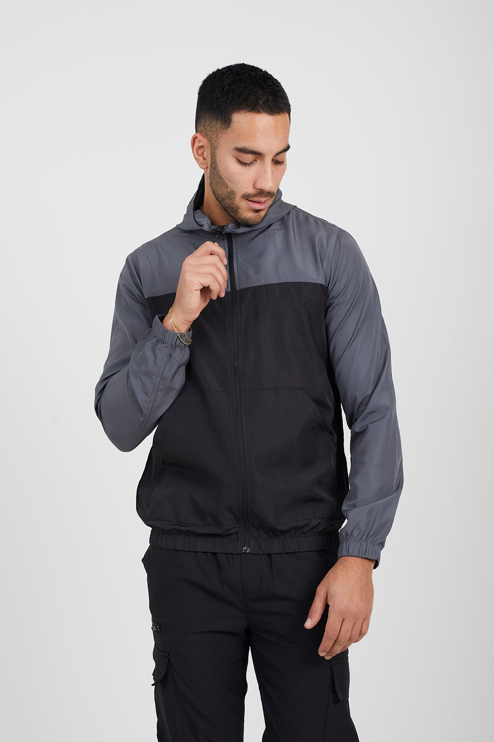 Brave Soul Grey Lightweight Colourblock Windrunner Jacket - Grey Image 1
