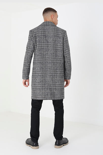 Brave Soul Grey Checked Single Breasted Formal Coat  - Grey Image 2