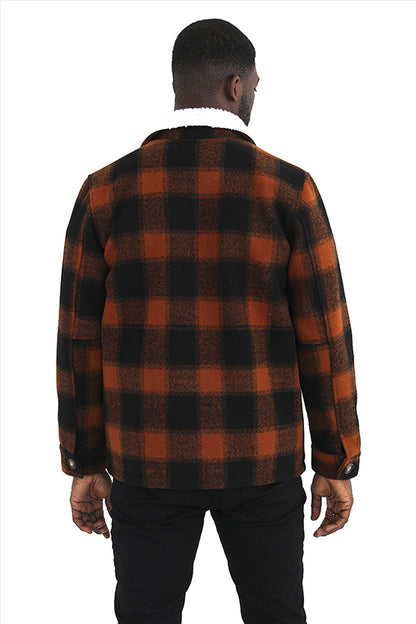 Brave Soul Black Checked Jacket with Sherpa Collar - Black Image 2