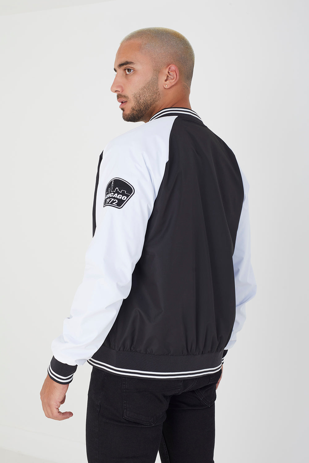 Brave Soul Black Varsity Bomber Jacket - Black Image 2