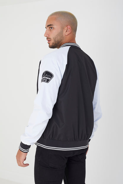 Brave Soul Black Varsity Bomber Jacket - Black Image 2