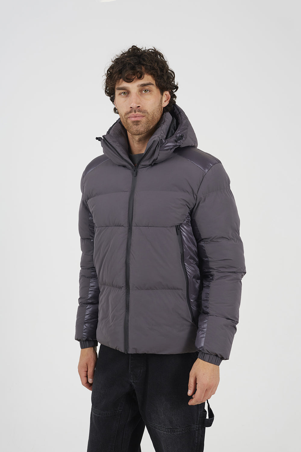 Brave Soul Grey Padded Hooded Zip-Up Jacket - Grey Image 1