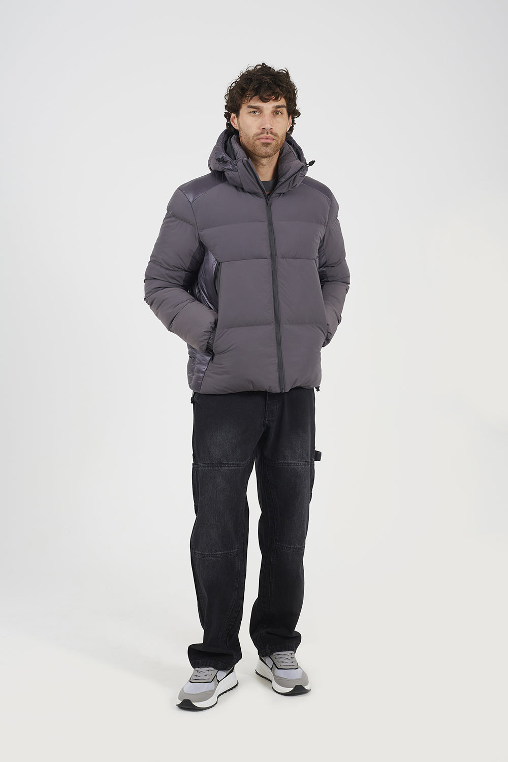 Brave Soul Grey Padded Hooded Zip-Up Jacket - Grey Image 3
