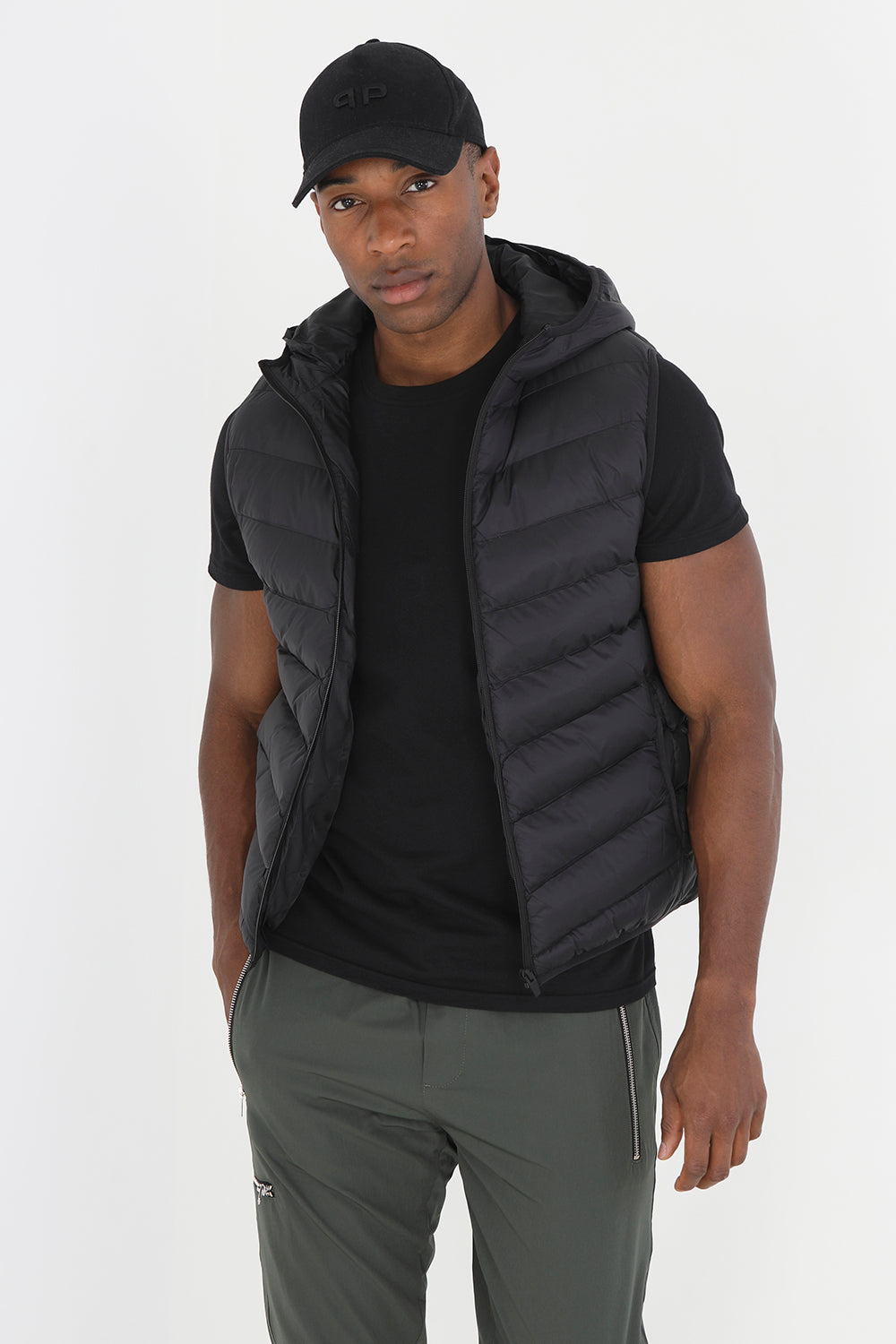 Brave Soul Black Hooded Padded Gilet - Black Image 1