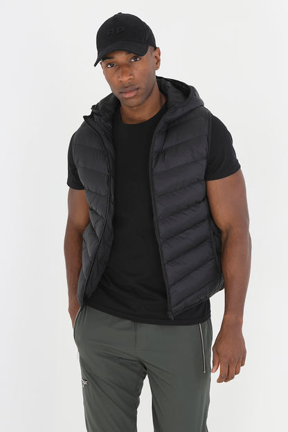 Brave Soul Black Hooded Padded Gilet - Black Image 1