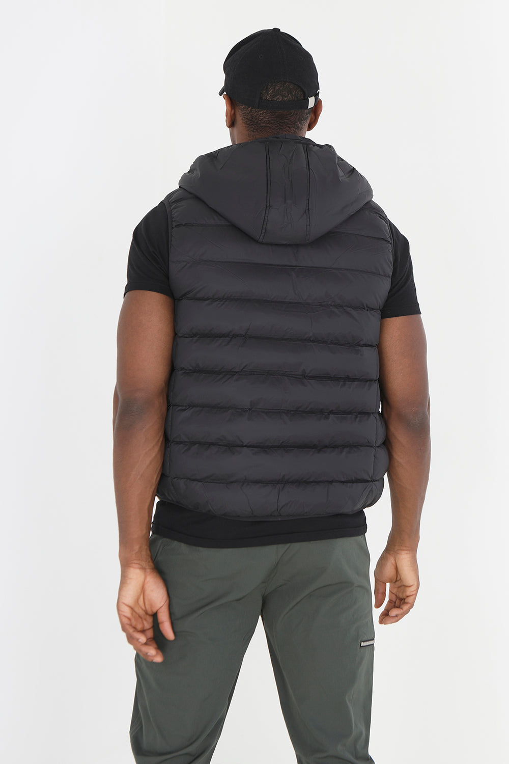 Brave Soul Black Hooded Padded Gilet - Black Image 2