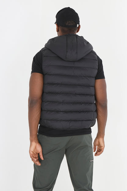 Brave Soul Black Hooded Padded Gilet - Black Image 2