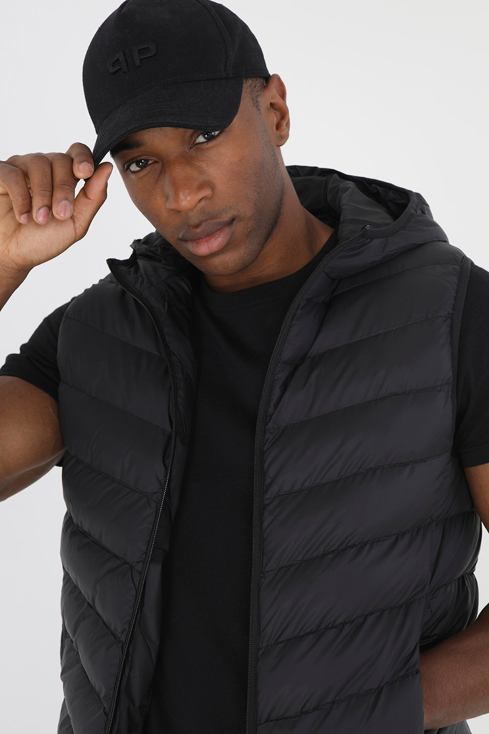 Brave Soul Black Hooded Padded Gilet - Black Image 3