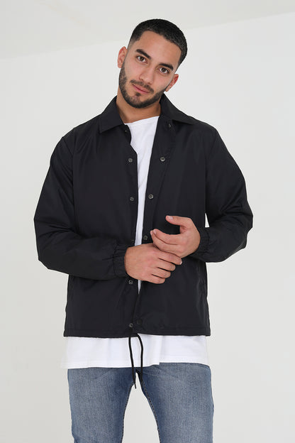 Brave Soul Black Lightweight Coach Style Jacket - Black Image 1