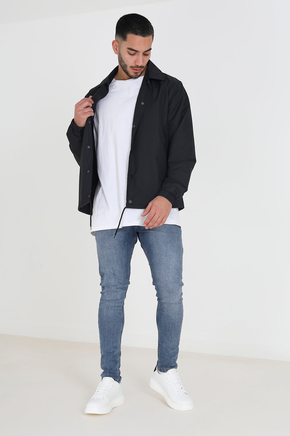 Brave Soul Black Lightweight Coach Style Jacket - Black Image 3