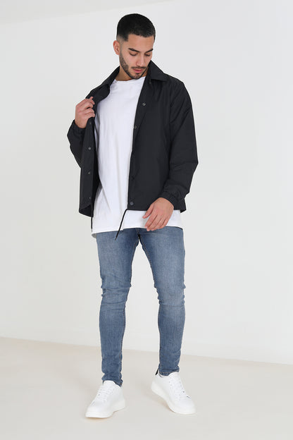 Brave Soul Black Lightweight Coach Style Jacket - Black Image 3