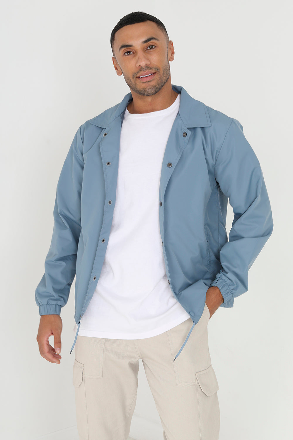 Brave Soul Blue Lightweight Coach Style Jacket - Blue Image 1