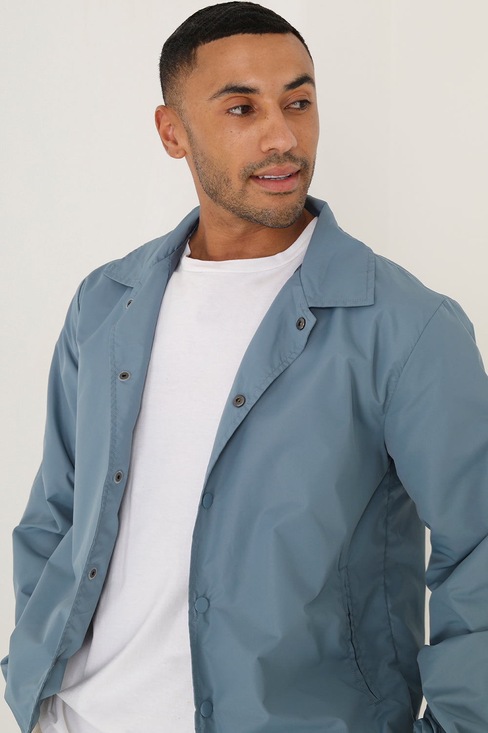 Brave Soul Blue Lightweight Coach Style Jacket - Blue Image 3