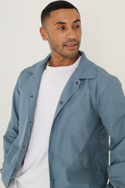 Brave Soul Blue Lightweight Coach Style Jacket - Blue Image 3